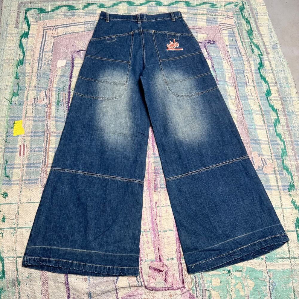 Vintage Baggy Solido Ultra Wide Leg Rave Jnco Style Denim Jeans 30x31